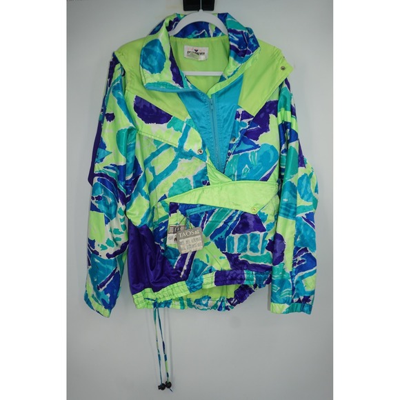 Obermeyer Jackets & Blazers - Vintage Obermeyer Jacket Womens 10 Bright Neon Ski Windrider Hooded 90s Snow